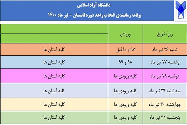 آغاز انتخاب واحد ترم تابستان دانشگاه آزاد اسلامی از امروز