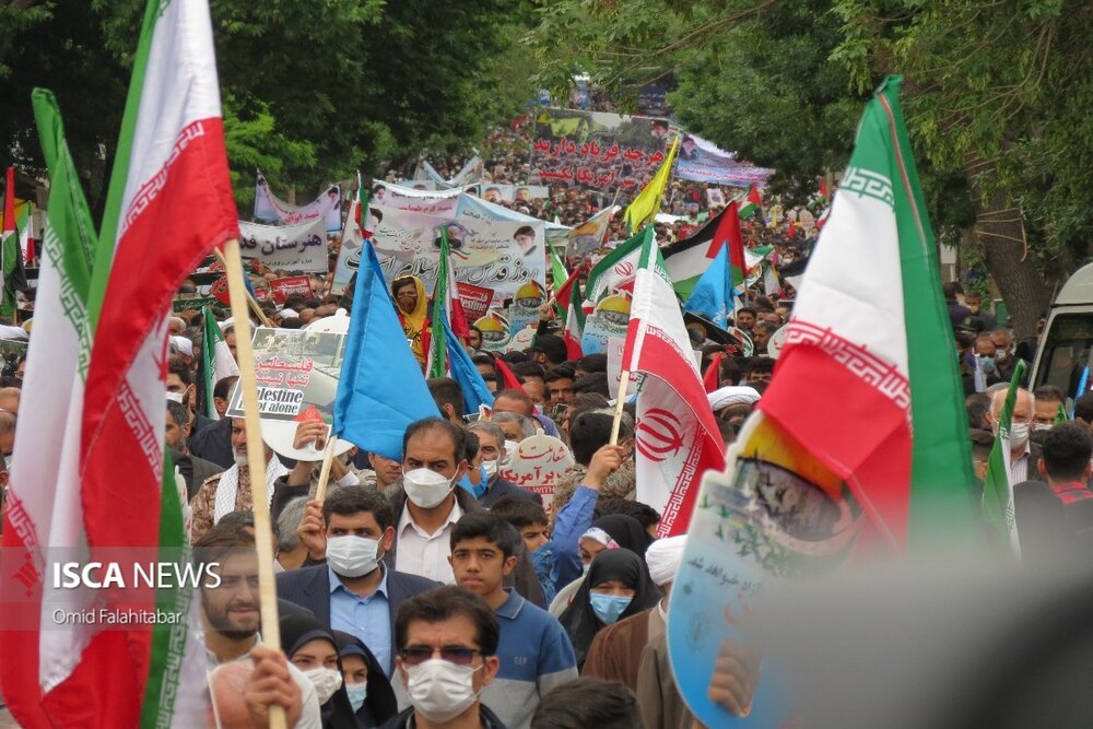 راهپیمایی مردم روزه دار کرمانشاه در روز جهانی قدس