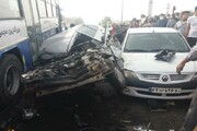 حادثه انحراف اتوبوس در کرج + فیلم