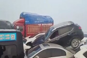تصادف زنجیره‌ای ۲۰۰ خودرو در چین + فیلم