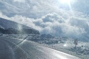بارش برف اردیبهشتی در سراب + فیلم