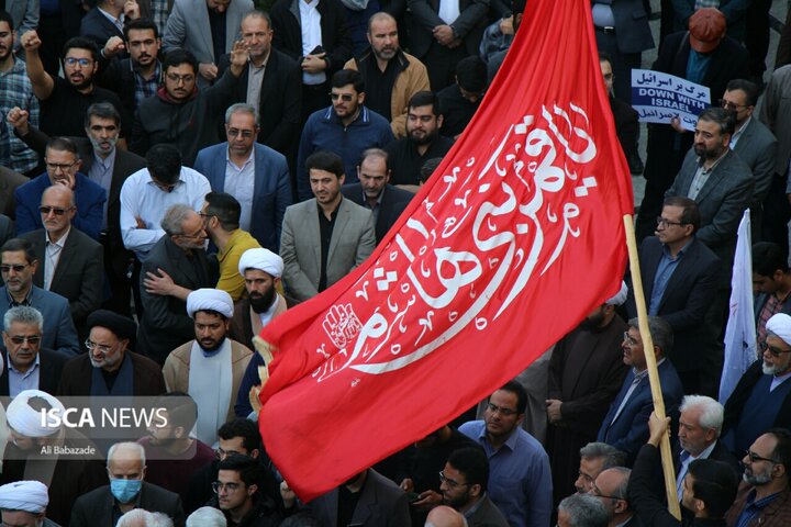 اجتماع بزرگ دانشگاهیان مشهد، در محکومیت حمله رژیم صهیونیستی در حمله به بیمارستان غزه