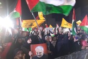 تجمع عاشقان مبارزه با اسرائیل در میدان فلسطین تهران | درخواست تجمع کنندگان از رهبر انقلاب برای اعزام به غزه