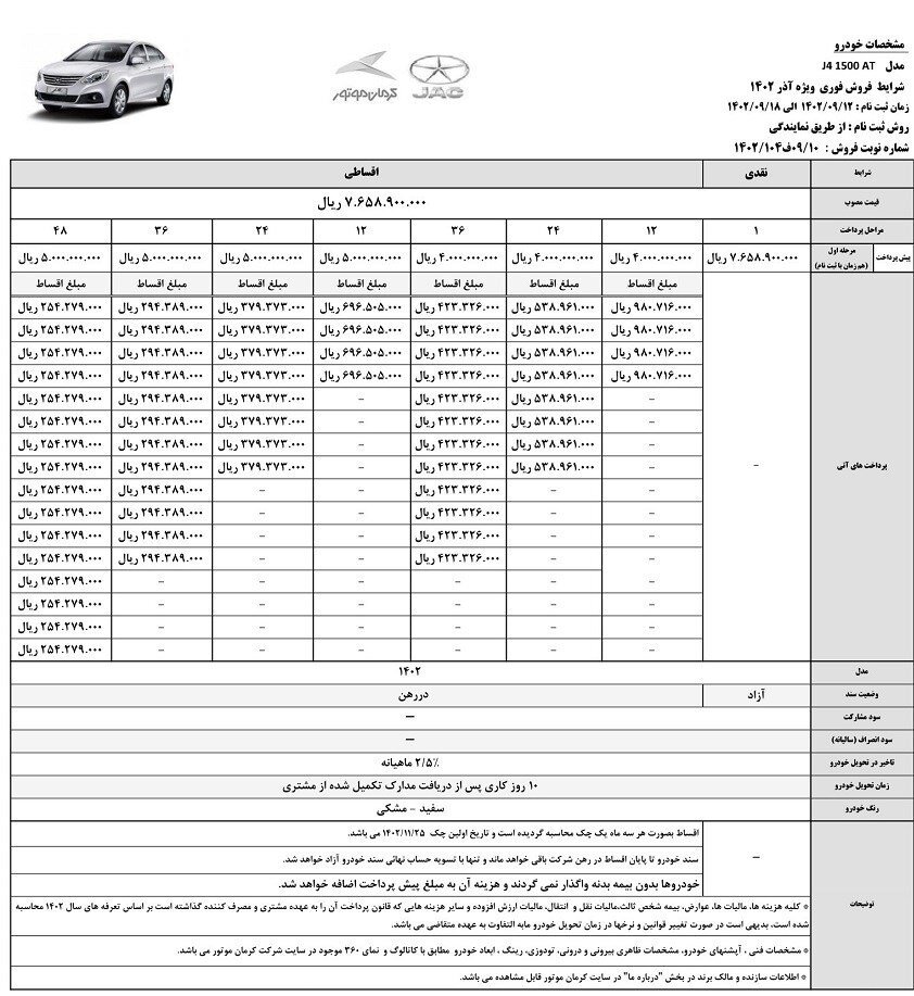 آغاز فروش اقساطی جک J۴ با تحویل ۱۰ روزه + جزئیات