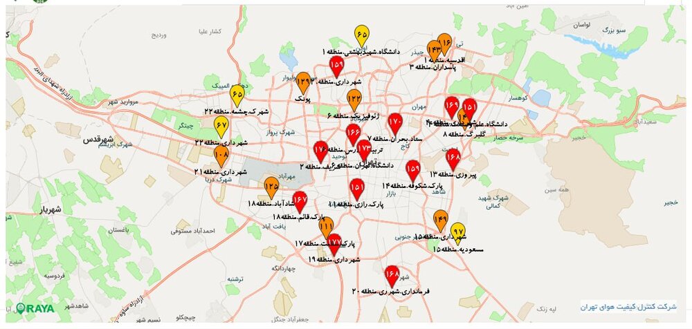 تنفس هوای آلوده در ۱۳ شهر استان تهران