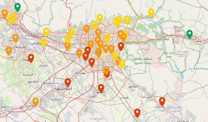 کیفیت هوای ۶ شهر تهران قرمز شد