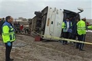 واژگونی مرگبار در محور نیشابور ـ سبزوار/ ۶ فوتی و ۲۰ مصدوم ‌اتوبوس مشهد به قزوین