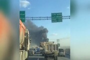 آتش‌سوزی انبار بزرگ پلاستیک و لاستیک در جاده خاوران