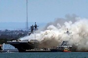 کشتی نیروی دریایی اسرائیل آتش گرفت