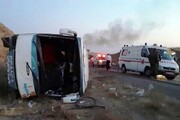 واژگونی اتوبوس در اردبیل ۱۶ مصدوم برجای گذشت 