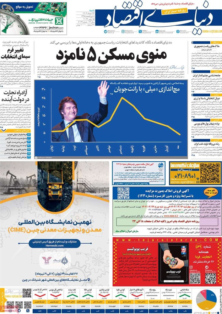 صفحه اول روزنامه‌های شنبه ۲۶ خرداد ۱۴۰۳
