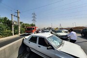 تصادف زنجیره ای ۹ خودرو در بزرگراه امام علی(ع) تهران