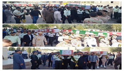 تشییع پیکر شهدای حادثه تروریستی تفتان در زاهدان + عکس