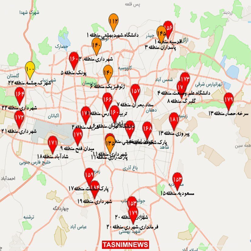 آژیر قرمز آلودگی در تهران به صدا درآمد / کدام مناطق آلوده‌ترند؟