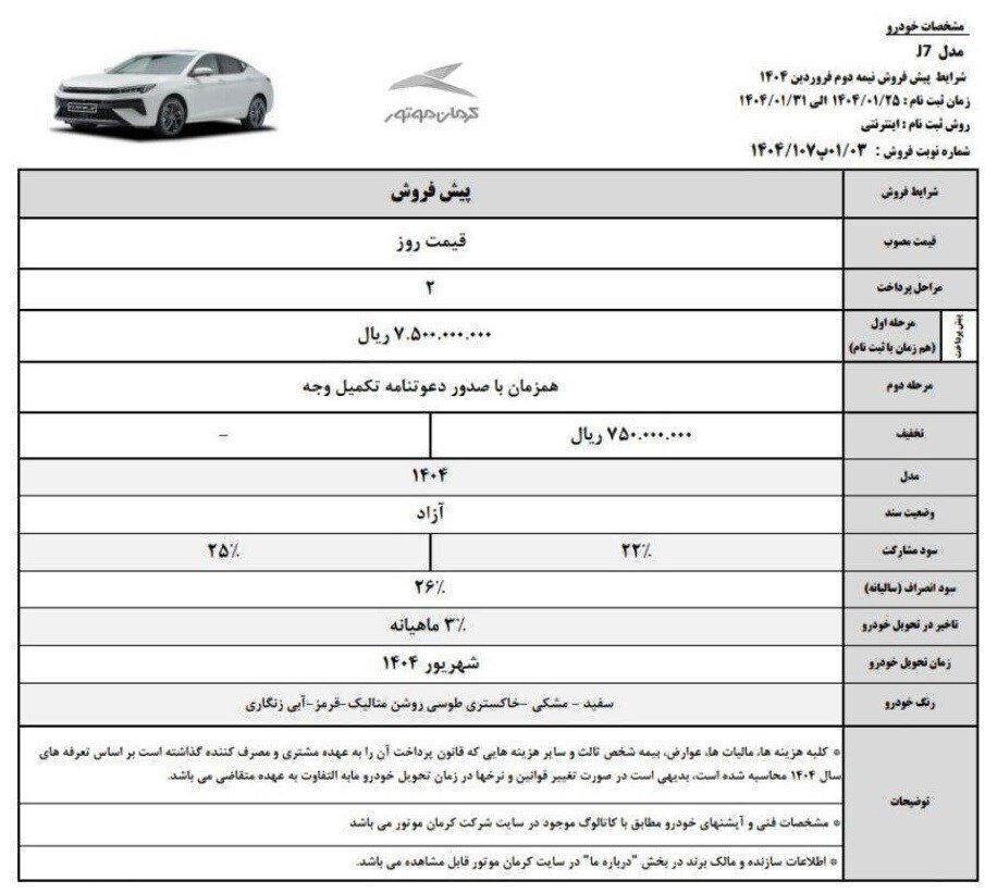 طرح جدید پیش فروش محصولات کرمان موتور + جزئیات