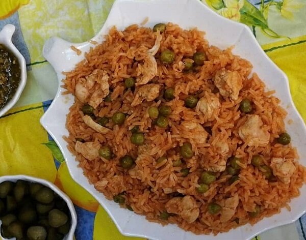 آموزش آشپزی / طرز تهیه نخود فرنگی پلو مجلسی با گوشت و مرغ