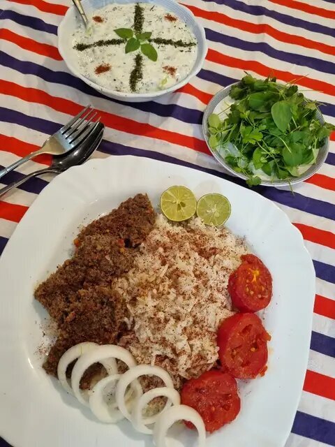 آموزش آشپزی / طرز تهیه کته سماقی با کباب تابه ای مخصوص