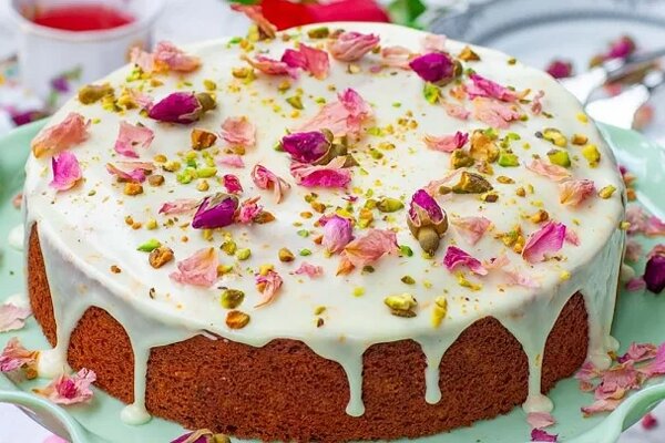 آموزش شیرینی پزی / طرز تهیه کیک گل محمدی با گل تازه، خشک و مربا