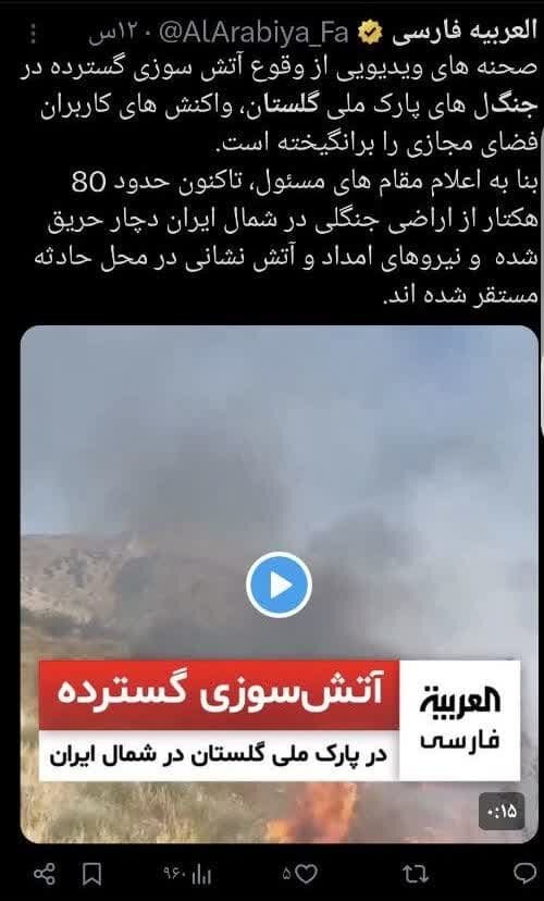 واکنش کاربران فضای مجازی به آتش سوزی پارک ملی گلستان