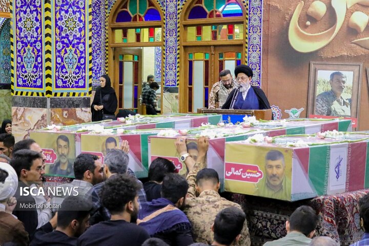 مراسم وداع با شهدای حمله اخیر رژیم صهیونیستی به تیپ 18 الغدیر یزد