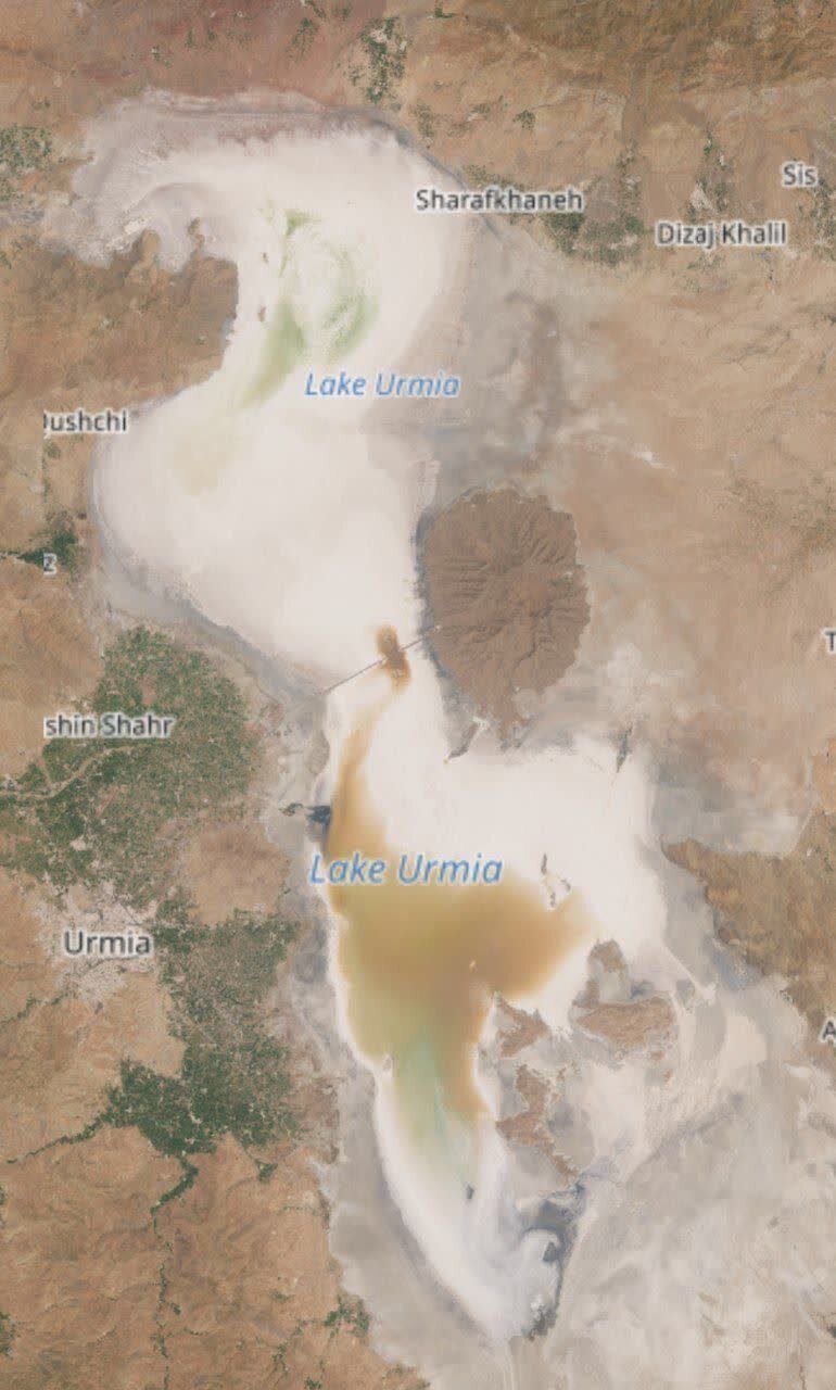 دریاچه ارومیه در آستانه مرگ و خشکی کامل + عکس جدید ناسا