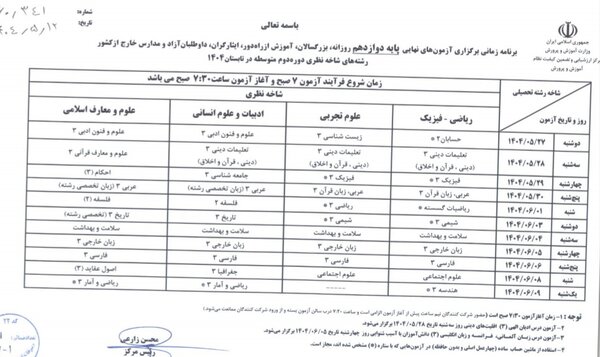 آغاز امتحانات نهایی تابستان از ۲۷ مرداد + جزئیات