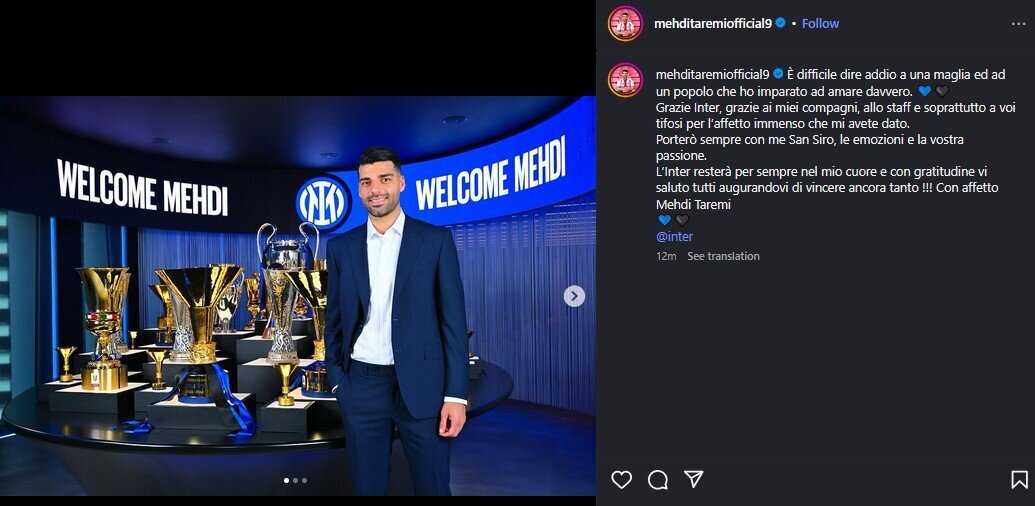 واکنش طارمی به جدایی از اینتر + عکس