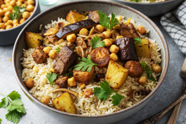 آموزش آشپزی / طرز تهیه عربی پلوی عالی و خوشمزه با نخود و گوشت