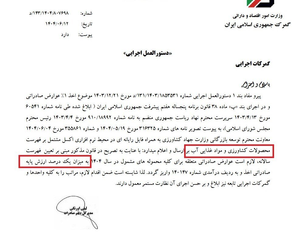 فهرست محصولات کشاورزی آب بر اعلام شد