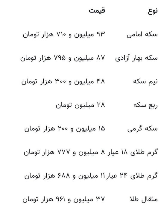 قیمت جدید طلا و سکه در ۲۷ شهریورماه ۱۴۰۴