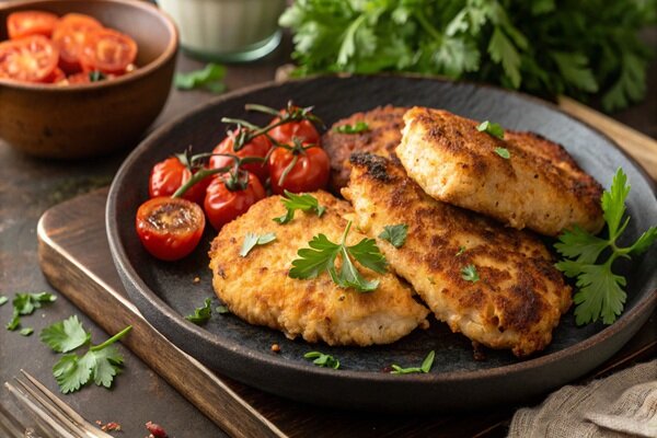 آموزش آشپزی / طرز تهیه کتلت مرغ در فر ؛ سالم و خوشمزه + عکس مراحل