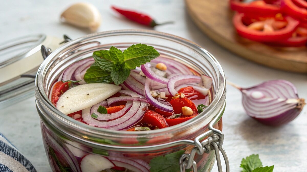 آموزش آشپزی / طرز تهیه ترشی پیاز قرمز خوشرنگ و مجلسی