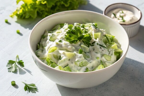 آموزش آشپزی / طرز تهیه سالاد ماست و کاهو، یک پیش‌غذای ساده و سبک