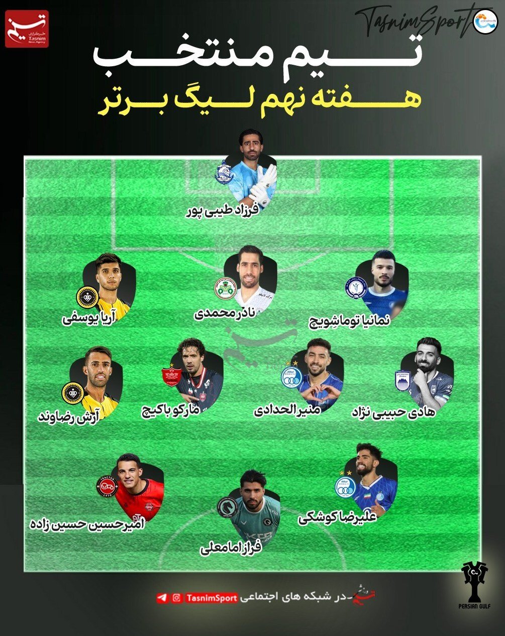 تیم منتخب هفته نهم لیگ برتر فوتبال + عکس