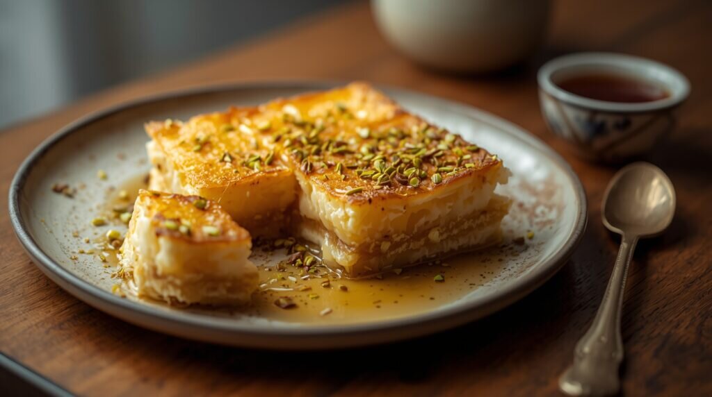 آموزش شیرینی پزی / طرز تهیه کنافه عربی دسر شیرینی با پنیر و شربت