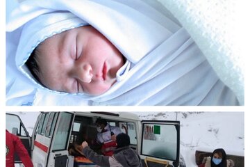 تولد معجزه‌ آسای نوزاد در جاده‌ برفی لوداب