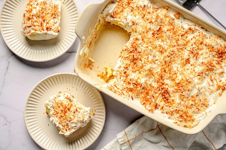 آموزش شیرینی پزی /طرز تهیه دسر برفی نارگیلی لطیف و خوشمزه