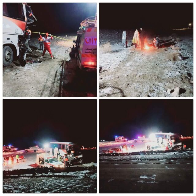 برخورد اتوبوس با کامیون در محور سربیشه_نهبندان با&nbsp;١۵ مصدوم