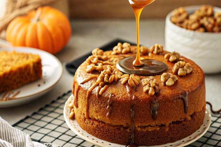 آموزش شیرینی پزی / طرز تهیه کیک کدو حلوایی با گردو مرحله به مرحله و تصویری