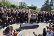 پیکر زنده یاد بهروز رضوی از مقابل مسجد بلال صدا و سیما تشییع شد