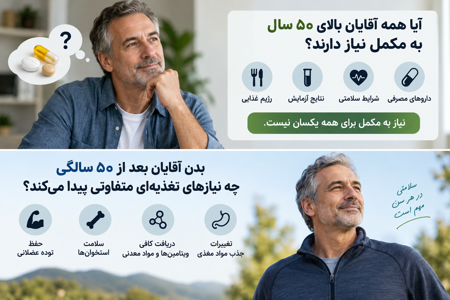 بهترین مکمل هایی که برای مردان بالای 50 سال ضروری است