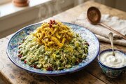 آموزش آشپزی / طرز تهیه باقالی پلو مجلسی با مرغ ریش ریش