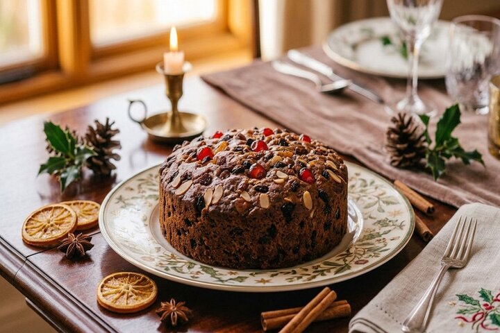 آموزش شیرینی پزی / طرز تهیه کیک کریسمس با میوه‌های خشک