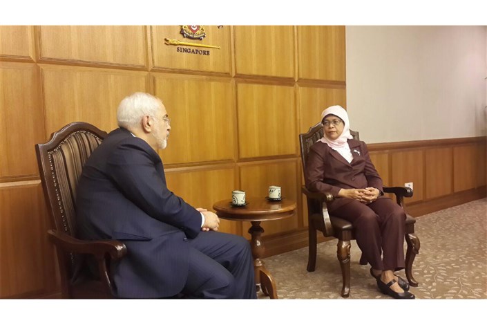 گفت و گوی ظریف و  رئیس پارلمان سنگاپور درباره راه‌های افزایش روابط 