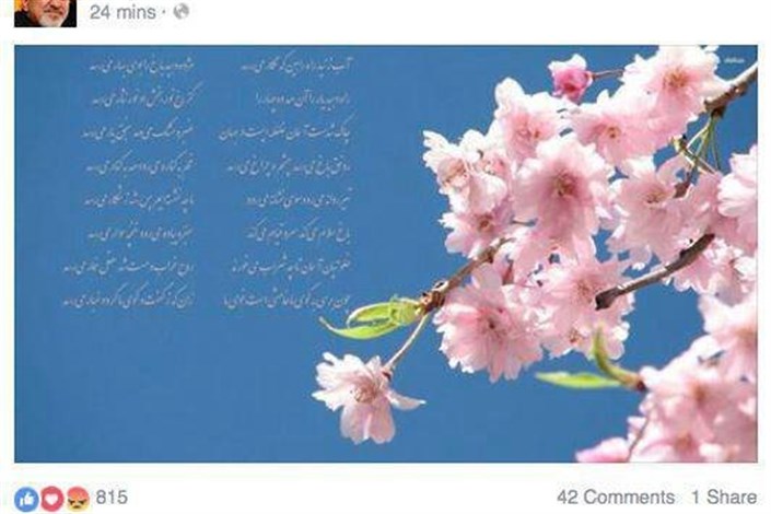 با انتشار شعری  بهاری؛ ظریف به فیسبوک بازگشت/ مژده دهید باغ را بوی بهار می رسد