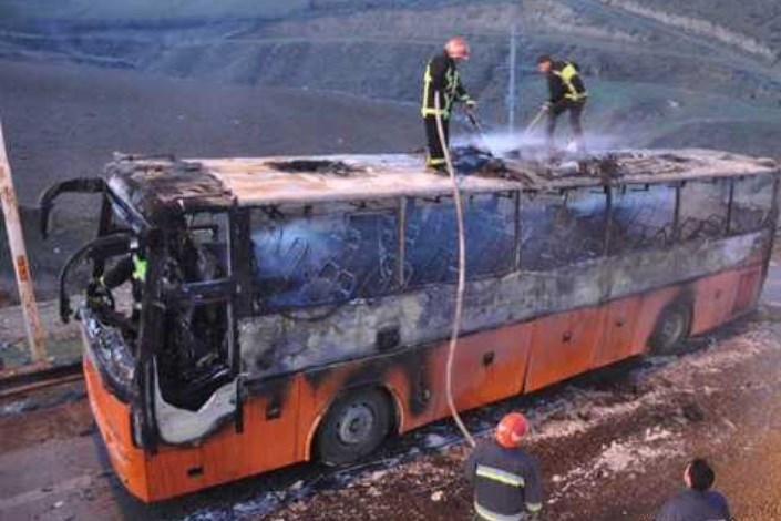 اتوبوس ولوو آتش گرفت