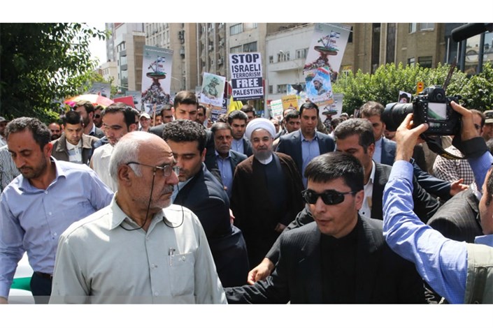  طنین شعارهای ضدصهیونیستی درتهران و سراسرکشور/روحانی:فلسطین تنها نیست