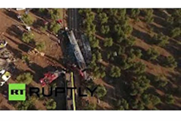 تصاویر هوایی از تصادف مرگبار 2 قطار در ایتالیا