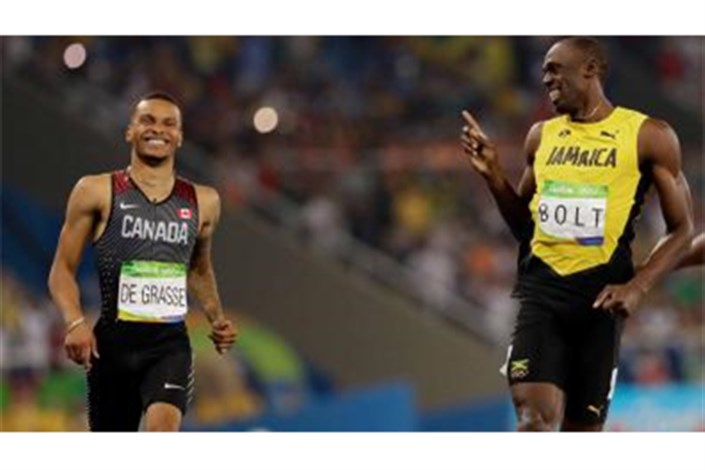 ویدئو/ المپیک ریو 2016 : خوش  و بش بولت با حریف در حین دویدن ! 