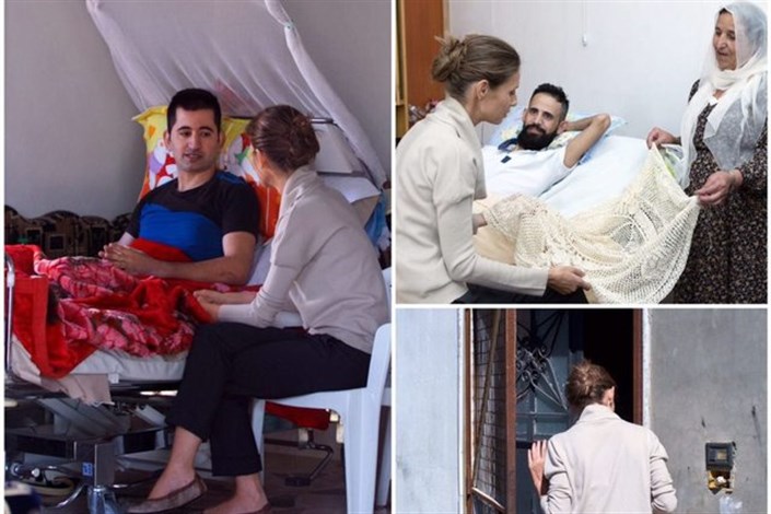 عیادت همسر بشار اسد از زخمی‌های جنگ سوریه